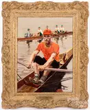of French rowing champion Emile Lepron by Manuel Luque, oil on panel, sold Feb 2022