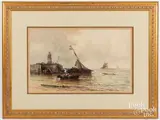 coastal scene by Samuel A. Mulholland, watercolor, sold Feb 2022