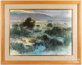 Western landscape by Arturo Chavez, watercolor, sold Feb 2022