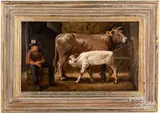 stable scene by Joseph S. Sheppard, oil on board, sold Feb 2022
