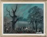 titled Paoli Massacre by Barclay Rubincam, pastel, sold Jan 2022