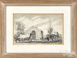 study for Horticultural Hall by Barclay Rubincam, pencil, sold Jan 2022