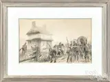 study for General Knyphausen Division Passing Barns Brinton House by Barclay Rubincam, pencil, sold Jan 2022