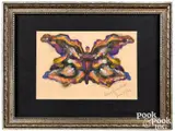 butterfly by Albert Bierstadt, oil and pencil on paper, offered Jan 2022
