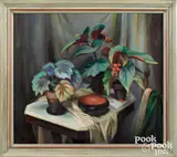 still life of Begonias by Ella Hergesheimer, oil on canvas, sold Jan 2022