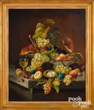Still Life with Fruit on a slab table by Severin Roesen, oil on canvas, sold Jan 2022