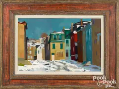 Manayunk street scene by Antonio Martino, oil on board, sold Jan 2022
