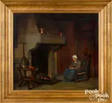 interior scene of a woman by the fire by René-Xavier Prinet, oil on canvas, sold Jan 2022