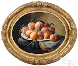still lifes of fruit on a slab table by Severin Roesen, oil on board, sold Jan 2022