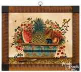 theorem of a basket of fruit by David Y. Ellinger, oil on velvet, sold Jan 2022