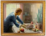 interior woman with fruit by Ralph Spann Craig, oil on canvas, sold Dec 2021