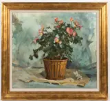 STILL-LIFE PAINTING by Della Roberts, oil on canvas, sold Apr 2023