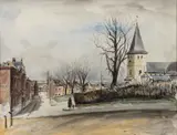 VIEW OF WATERMAEL-BOITSFORT by Léopold Lévy, watercolor on paper, sold Apr 2023