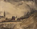 LANDSCAPE PAINTING by Léopold Lévy, watercolor on paper, sold Apr 2023