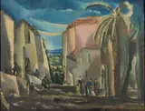 CAGNES LANDSCAPE PAINTING by Hermine David, watercolor and pastel on paper, sold Apr 2023