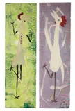 OUTSIDER ART CHICKEN PAINTINGS, LOT OF TWO by Ernest Lee, oil on plywood panel, sold Mar 2023