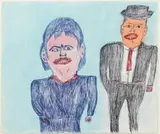 S.L. JONES (WEST VIRGINIA, 1901-1997) OUTSIDER ART DOUBLE PORTRAIT by Shields Landon, mixed media on paper, sold Mar 2023