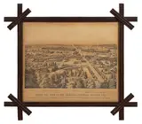 BIRDS EYE VIEW OF THE CENTENNIAL BUILDINGS AND GROUNDS by National Publishing Co., lithograph on paper, sold Mar 2023