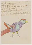 Untitled by Folk Art Ledger Drawing, watercolor and ink on partial ledger page, sold Mar 2023