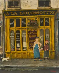 A La Locomotive by Robert Sivard, oil on masonite, sold Mar 2021