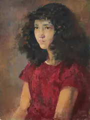 Dark Haired Girl by Clara Klinghoffer, oil on canvas, sold Mar 2021