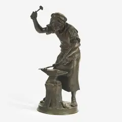 Ferronnier XVI Siecle by Adrien Étienne Gaudez, bronze with artists applied dark patina, sold Mar 2021