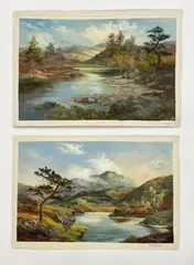 Scottish Landscapes (2) by Prudence Turner, oil on canvas (unstretched), sold Feb 2021