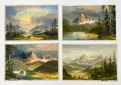 Mountain Scenes (4) by Heinz Münnich, oil on canvas (unstretched), sold Feb 2021