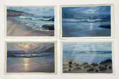 Beach Scenes (4) by Maurice Meyer, oil on canvas (unstretched), sold Feb 2021