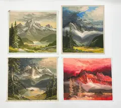Mountain Scenes (4) by Heinz Münnich, oil on canvas (unstretched), sold Feb 2021