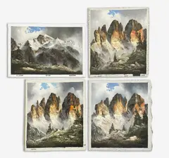 Mountain Scenes (4) by Arno Lemke, oil on canvas (unstretched), sold Feb 2021