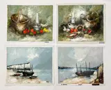 Still Life and Boats (4) by Manuel Monton Bunuel, oil on canvas (unstretched), sold Feb 2021