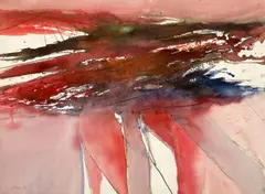 Aftermath by Michael Loew, 1973, watercolor on paper, sold Mar 2021