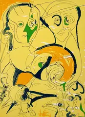 Faced Face by Herbert Gentry, 1971, lithograph, sold Mar 2021