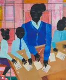 Education is a Must by Willie Torbert, 2017, mixed media and collage on board, sold Mar 2021