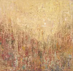 Series 3-D by Olivia Koopalethes, 1998, encaustic and collage on linen backed museum board panel in artists frame, sold Mar 2021