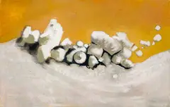 Untitled (Rocky landscape) by Benoît Gilsoul, oil on paper, sold Mar 2021