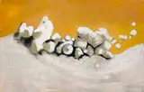 Untitled (Rocky landscape) by Benoît Gilsoul, oil on paper, sold Mar 2021
