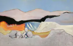 Untitled (purple landscape) by Benoît Gilsoul, oil on paper, sold Mar 2021