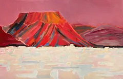 Untitled (red rocks) by Benoît Gilsoul, oil on paper, sold Mar 2021