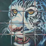 Caged Tiger by Lowell Nesbitt, 1981, oil on canvas, sold Mar 2021