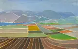 Untitled (Flower fields) by Benoît Gilsoul, oil on paper, sold Mar 2021