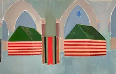 Untitled (striped structures) by Benoît Gilsoul, oil on paper, sold Mar 2021