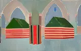 Untitled (striped structures) by Benoît Gilsoul, oil on paper, sold Mar 2021