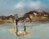 Elephant In Landscape by Sidney Nolan, 1962, oil and Ripolin enamel on composition board, sold Aug 2014