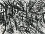 Outside Kilburn Underground No.4 by Leon Kossoff, c.1979, charcoal on paper, sold Aug 2014