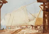Boat Building Cairo by Arthur Streeton, c.1898, watercolour on paper, sold Aug 2014