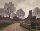 Stoke Canon Church, Devonshire by Elioth Gruner, 1924, oil on plywood, sold Aug 2014