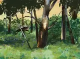 Ibis In The Gully by Albert Tucker, 1960s, oil on board, offered Aug 2014