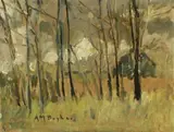Trees by Arthur Boyd, 1940, oil on canvas on board, sold Aug 2014